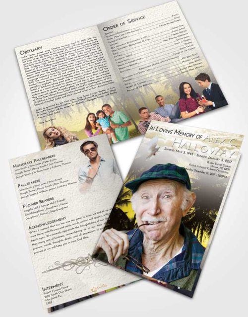 Bifold Order Of Service Obituary Template Brochure Harmony Palm Paradise