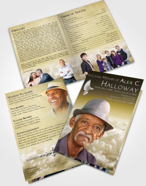 Bifold Order Of Service Obituary Template Brochure Harmony Return to the Clouds