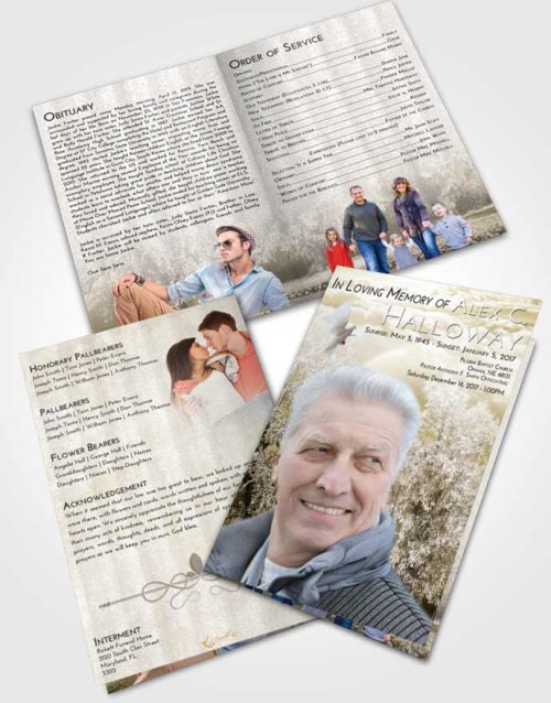 Bifold Order Of Service Obituary Template Brochure Harmony Snowy Love