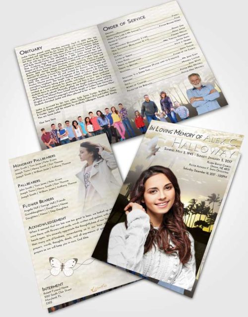 Bifold Order Of Service Obituary Template Brochure Harmony Summer Palms