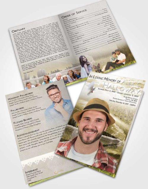 Bifold Order Of Service Obituary Template Brochure Harmony Summer Waves