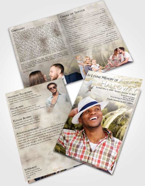 Bifold Order Of Service Obituary Template Brochure Harmony Waterfall Clarity