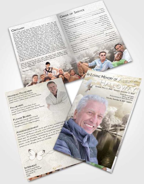 Bifold Order Of Service Obituary Template Brochure Harmony White Winter Park