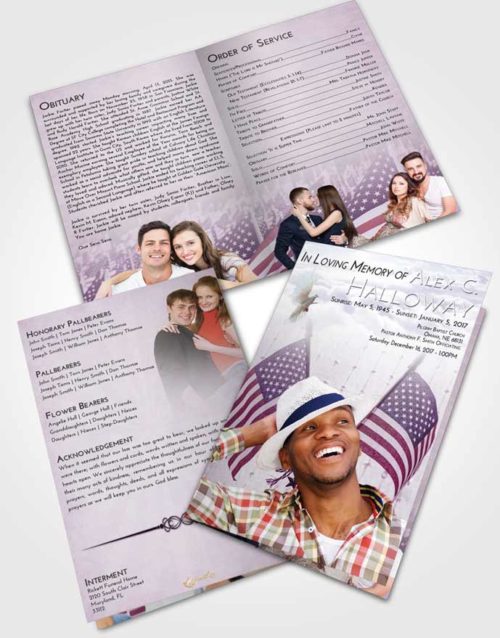 Bifold Order Of Service Obituary Template Brochure Lavender Sunrise American Justice