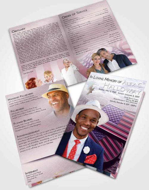 Bifold Order Of Service Obituary Template Brochure Lavender Sunrise American Memory