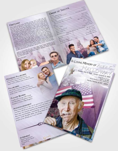 Bifold Order Of Service Obituary Template Brochure Lavender Sunrise American Smile