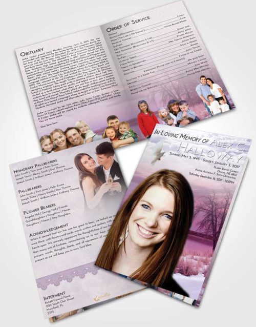 Bifold Order Of Service Obituary Template Brochure Lavender Sunrise Lovely Lake