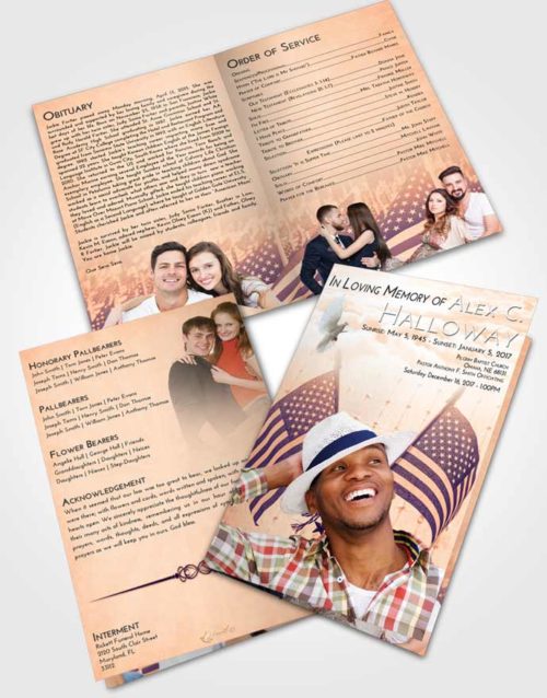 Bifold Order Of Service Obituary Template Brochure Lavender Sunset American Justice