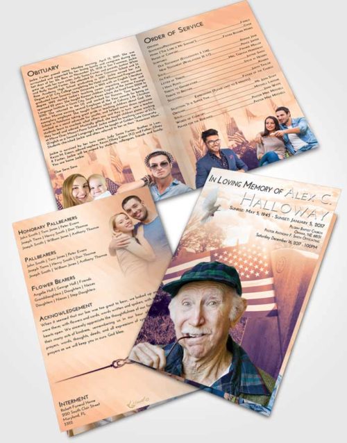 Bifold Order Of Service Obituary Template Brochure Lavender Sunset American Smile