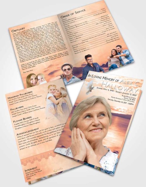 Bifold Order Of Service Obituary Template Brochure Lavender Sunset Lake Front