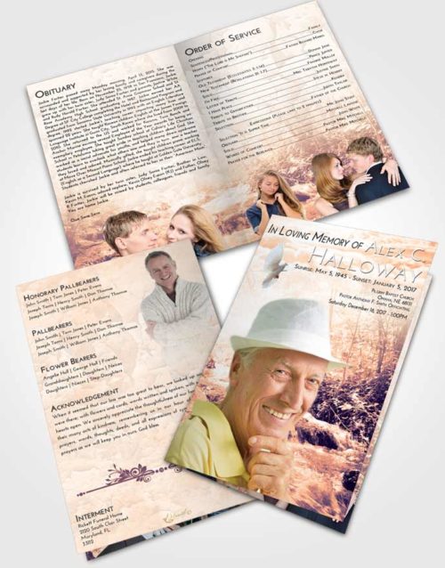 Bifold Order Of Service Obituary Template Brochure Lavender Sunset Silver Stream