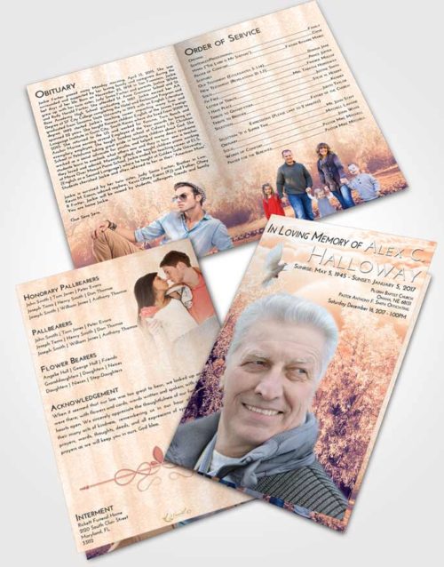 Bifold Order Of Service Obituary Template Brochure Lavender Sunset Snowy Love