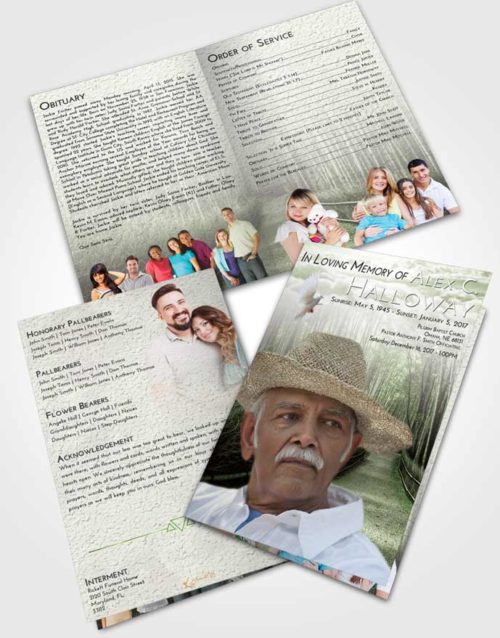 Bifold Order Of Service Obituary Template Brochure Loving Bamboo Forest