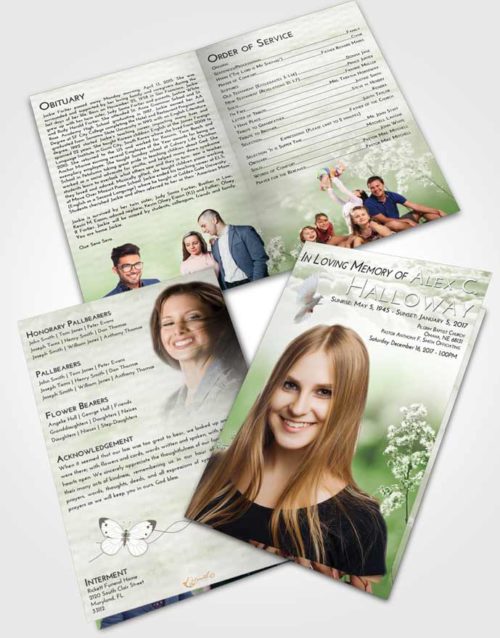 Bifold Order Of Service Obituary Template Brochure Loving Colorful Spring