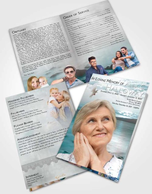 Bifold Order Of Service Obituary Template Brochure Loving Embrace Lake Front