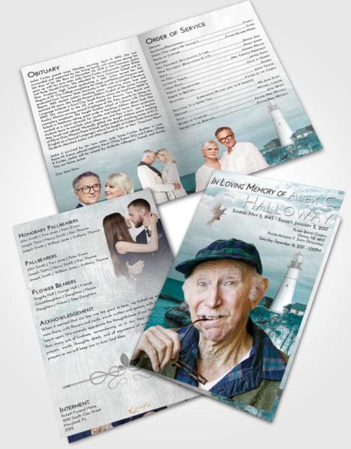Bifold Order Of Service Obituary Template Brochure Loving Embrace Lighthouse Journey