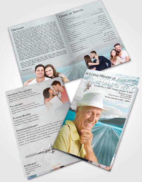 Bifold Order Of Service Obituary Template Brochure Loving Embrace Morning Highway