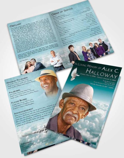 Bifold Order Of Service Obituary Template Brochure Loving Embrace Return to the Clouds