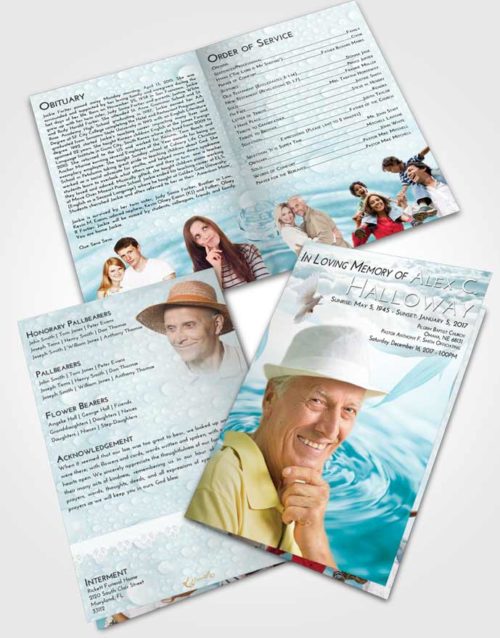 Bifold Order Of Service Obituary Template Brochure Loving Embrace Water Droplet