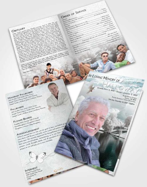 Bifold Order Of Service Obituary Template Brochure Loving Embrace White Winter Park