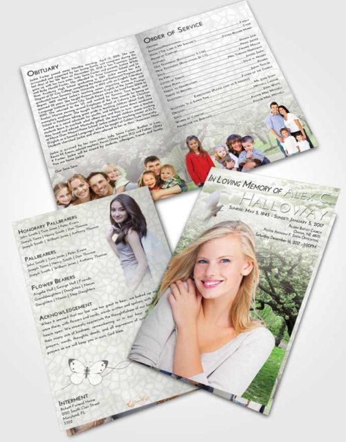 Bifold Order Of Service Obituary Template Brochure Loving Flowering Path