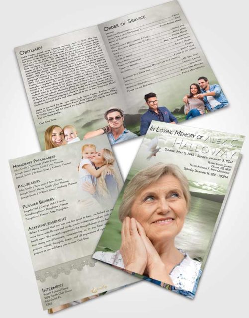 Bifold Order Of Service Obituary Template Brochure Loving Lake Front