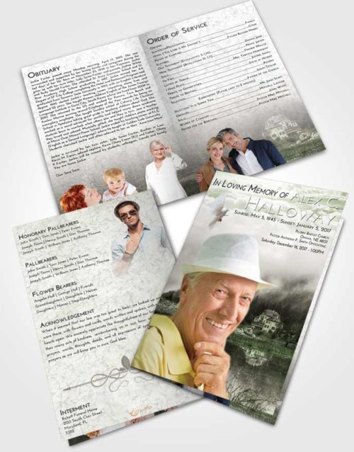 Bifold Order Of Service Obituary Template Brochure Loving Lake House