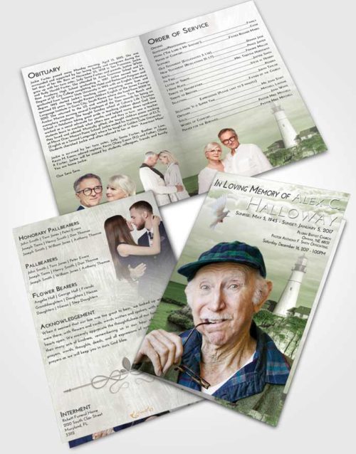 Bifold Order Of Service Obituary Template Brochure Loving Lighthouse Journey
