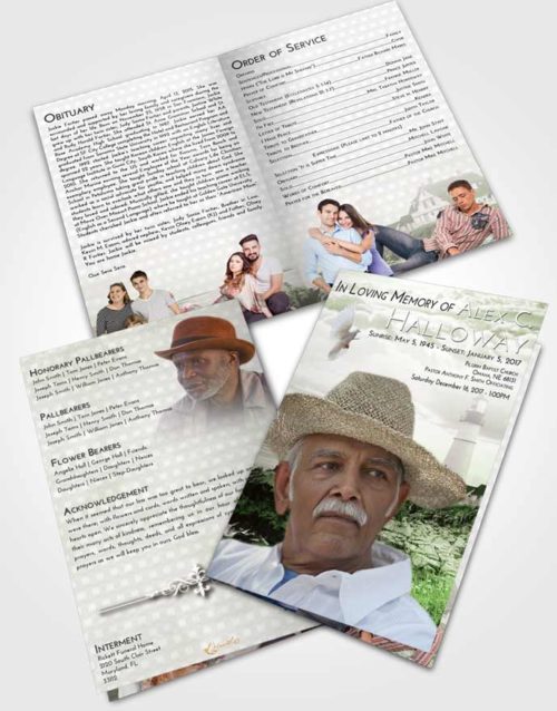 Bifold Order Of Service Obituary Template Brochure Loving Lighthouse Secret