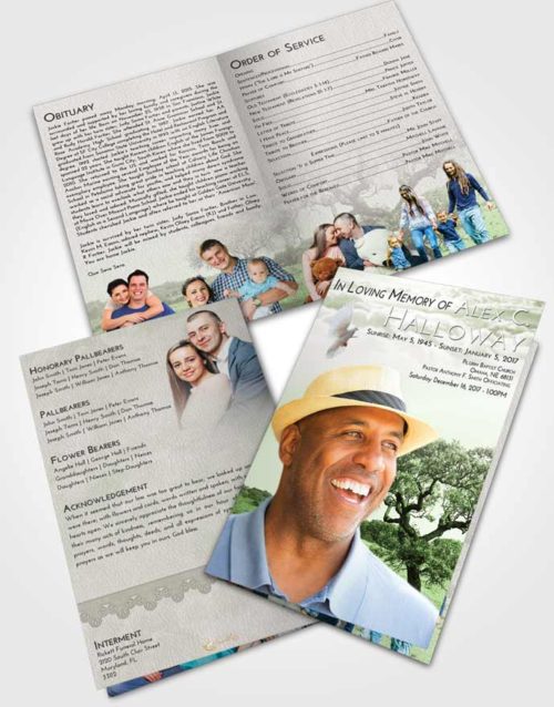 Bifold Order Of Service Obituary Template Brochure Loving Loving Leaves