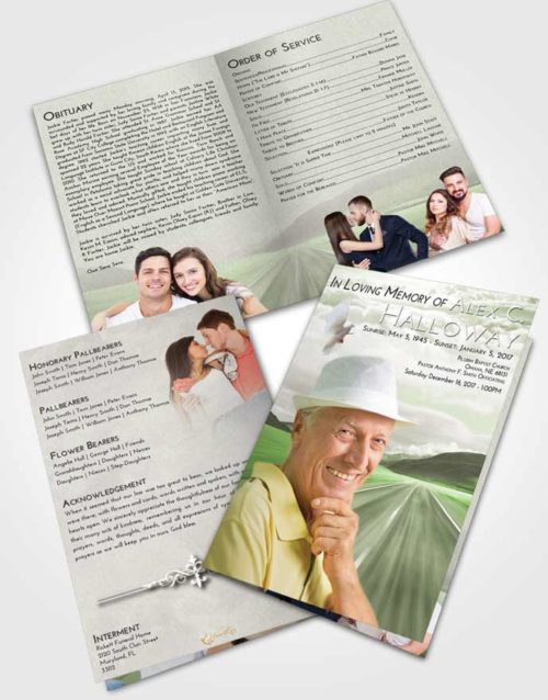 Bifold Order Of Service Obituary Template Brochure Loving Morning Highway