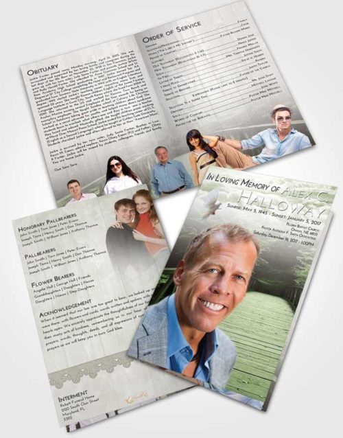 Bifold Order Of Service Obituary Template Brochure Loving Nature Bridge Walk