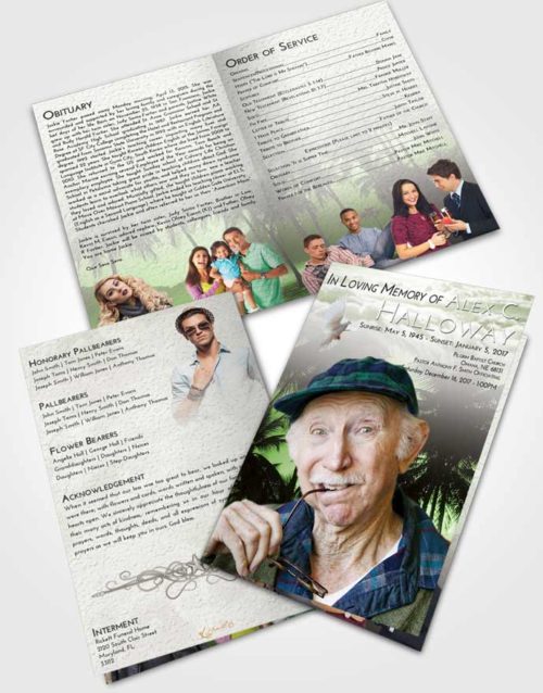 Bifold Order Of Service Obituary Template Brochure Loving Palm Paradise