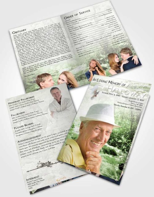 Bifold Order Of Service Obituary Template Brochure Loving Silver Stream