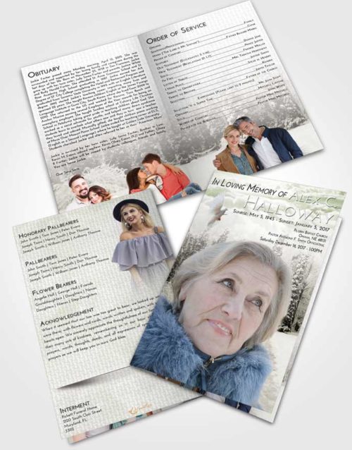 Bifold Order Of Service Obituary Template Brochure Loving Snow Garden