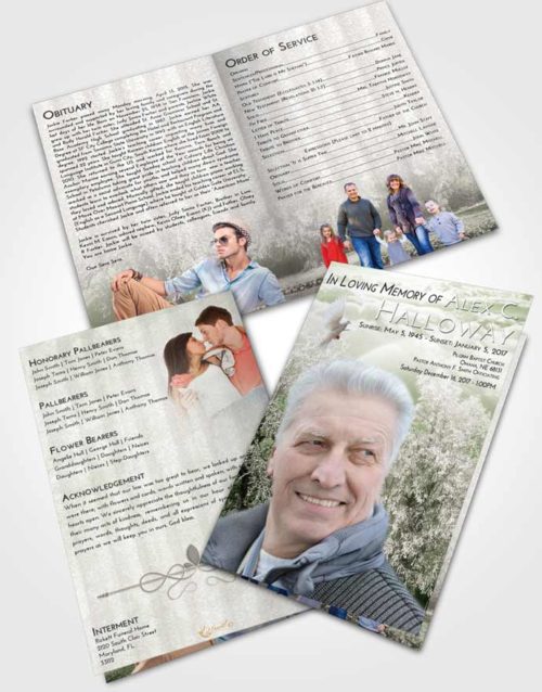Bifold Order Of Service Obituary Template Brochure Loving Snowy Love