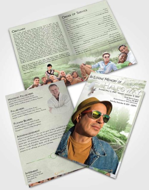 Bifold Order Of Service Obituary Template Brochure Loving Summer Drive