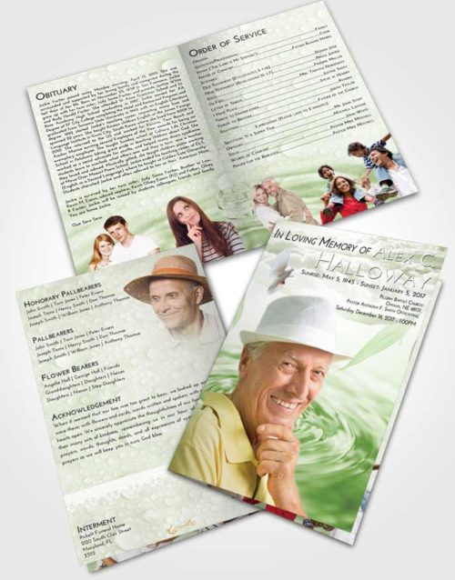 Bifold Order Of Service Obituary Template Brochure Loving Water Droplet