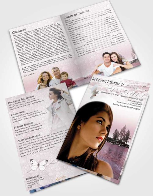 Bifold Order Of Service Obituary Template Brochure Morning Coral Waters