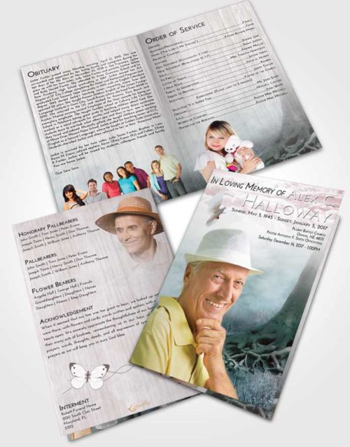 Bifold Order Of Service Obituary Template Brochure Morning Deep Roots