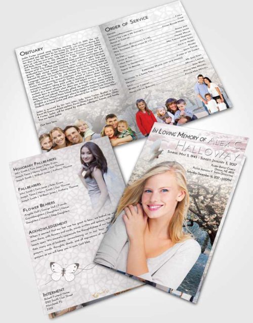 Bifold Order Of Service Obituary Template Brochure Morning Flowering Path