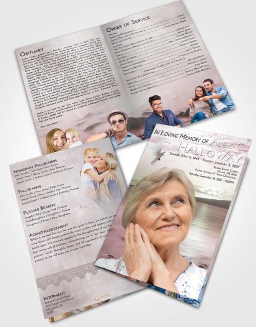 Bifold Order Of Service Obituary Template Brochure Morning Lake Front