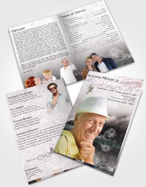 Bifold Order Of Service Obituary Template Brochure Morning Lake House