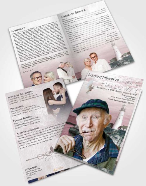 Bifold Order Of Service Obituary Template Brochure Morning Lighthouse Journey