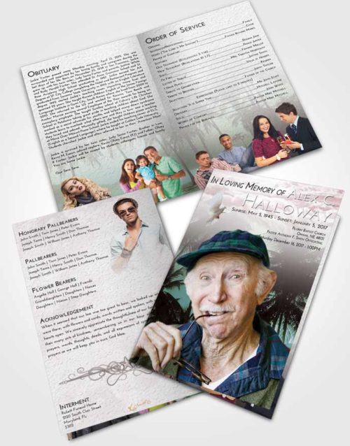 Bifold Order Of Service Obituary Template Brochure Morning Palm Paradise