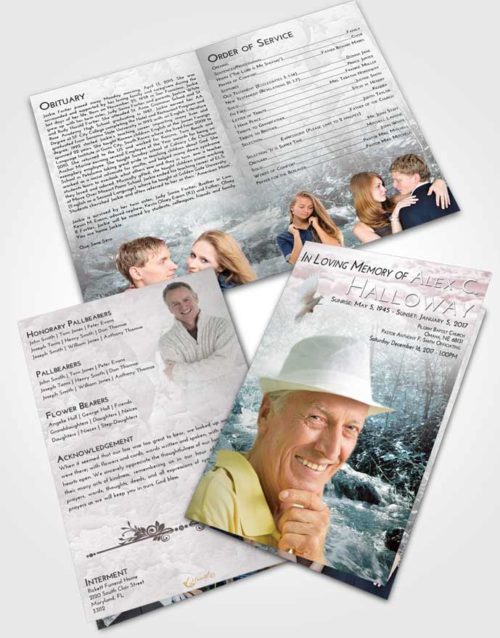 Bifold Order Of Service Obituary Template Brochure Morning Silver Stream