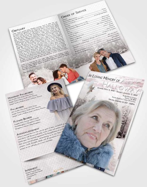 Bifold Order Of Service Obituary Template Brochure Morning Snow Garden