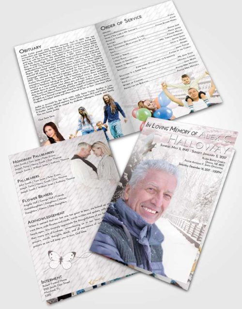 Bifold Order Of Service Obituary Template Brochure Morning Snow Walk