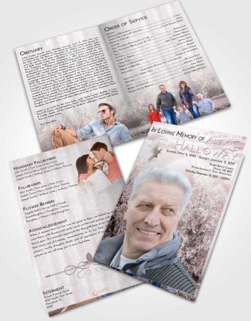 Bifold Order Of Service Obituary Template Brochure Morning Snowy Love
