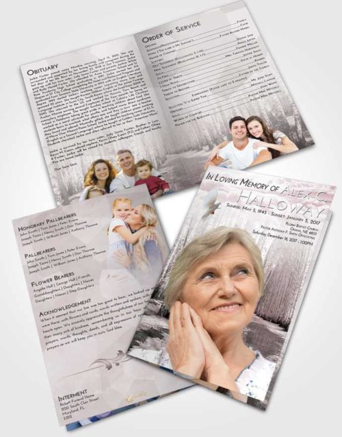 Bifold Order Of Service Obituary Template Brochure Morning Snowy Stream